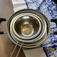 [お譲り先決定] IH・ガスコンロ対応 蓋付き鍋 (大)・ざる・ボウルなどの画像