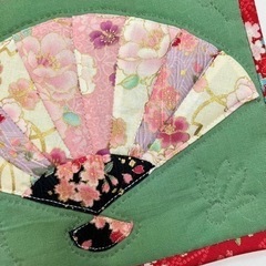 ハンドメイド　【受注製作】パッチdeティーマット　お正月　パッチワーク　和柄　キルト　花柄の画像
