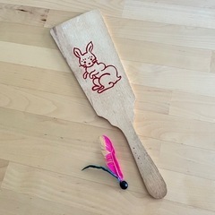 昭和レトロ 羽子板 木製一枚板 ② ★年代物ヴィンテージ品です★の画像
