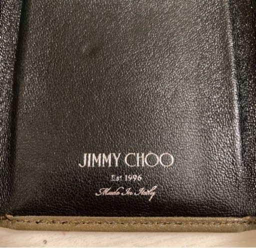 【決まりました】JIMMY CHOO ジミーチュウ スタッズ 小銭入れ 三つ折り財布 ミニ財布　カーキ　オリーブ　