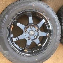 アルミホイール16×6.5J ＋48 PCD114.3   5穴　205/60R16 スタッドレス タイヤ付きの画像