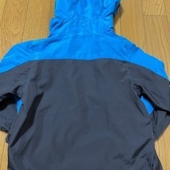 100／ウィンドブレーカー青色チャコール裏地総柄フード付の画像