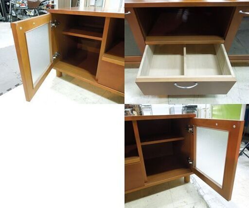 矢木工作所 テレビボード 幅118.5cm すりガラス/ミストガラス 北欧デザイン AVボード TV台 札幌市 新道東店