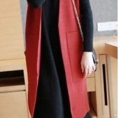 Aライン リブ ハイネックニットワンピース　黒の画像