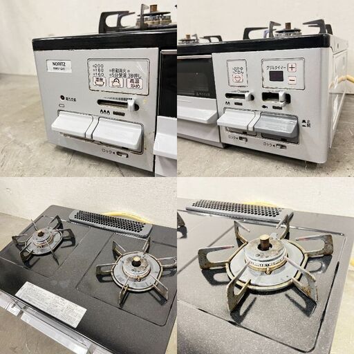 H 12711  NORITZ 都市ガスコンロ　 左強火 水無両面焼きグリル 2019年製  ◆大阪市内・東大阪市他 5,000円以上