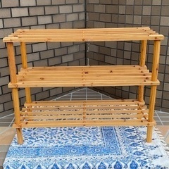 ◎お値下げしました‼️ 【断捨離中】木製 飾り棚 収納棚 陳列棚 3段 店舗什器ディスプレイラック煎茶道具煎茶棚飾り棚透かし飾台 の画像