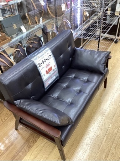 KK-65【新入荷　リサイクル品】2シーターアームソファ　ブラウン