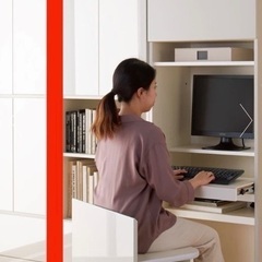 【今月中に処分して予定】【お値下げ】システム収納棚付パソコンデスクキャビネット の画像