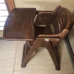 机付きベビーチェア 赤ちゃん用 ハイチェア テーブル付き 椅子 イス 木製の画像