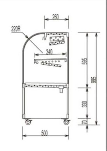 冷蔵ショーケース ケーキケース OHGU-S-900FK 100V 107L 1段 前引戸 背面壁付 W900xD500xH990mm