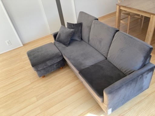 【11/30まで】LOWYA 3人掛けソファ　ベルベット調　172cm幅