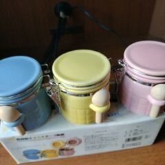 陶器製キャニスター3個組