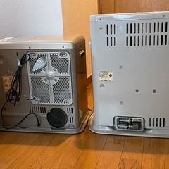 石油ストーブ、ファンヒーター、ポリタンク３個、ストッカーのセットの画像