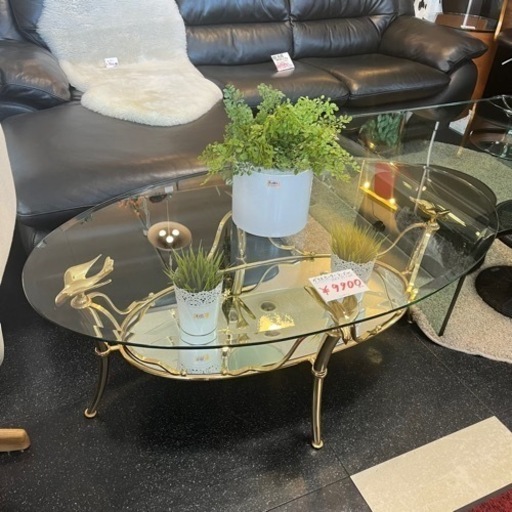 アンティーク 玄関テーブル ラウンドガラステーブル ラウンドテーブル ガラステーブル ビンテージ