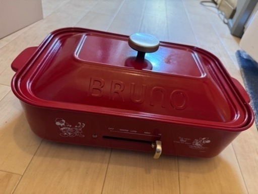 【BRUNO】ミッキー、ミニー、プルート コンパクトホットプレート レッド