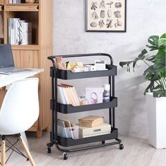 【店頭引き取り限定】Edifice キャスターつきワイド3段ラックの画像