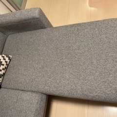 ソファ 3人掛け グレー l字ソファー ローソファ 肘付きソファーの画像
