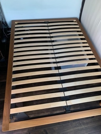 【無印良品】木製ベッドフレーム　ヘッドボード　ウォールナット　20cm脚