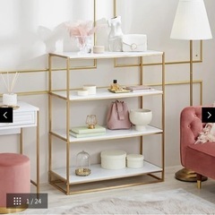 美品！ロウヤ オープンシェルフ ゴールド脚 大理石柄の画像