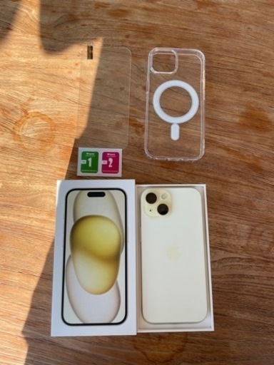 ② iPhone 15 128GB イエロー 新品magsafe対応ケース&ガラスフィルム