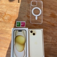 ② iPhone 15 128GB イエロー 新品magsafe対応ケース&ガラスフィルム