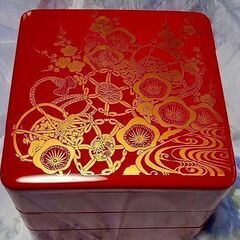 ②三段重箱朱色（仕切りつき）その2～お料理やお弁当などの盛り込みにの画像