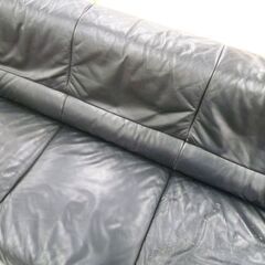 現状品 3人掛けソファ 幅190×奥行86×高さ74cm ブラック 黒色 3Pソファ 家具 長椅子 ソファー 苫小牧西店