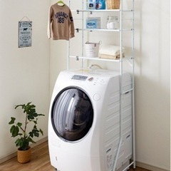 予約済　ハンガーも掛けられる3段タイプ伸縮ランドリーラック ホワイト 伸縮幅60～93cm L-5　平安伸銅工業　512の画像