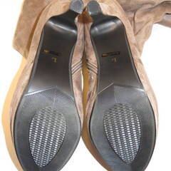 ★ 女性 バックスキン調 レディース ロングブーツ Lサイズ(23.5～24.5cm程度) ブラウン系グレージュ色の画像