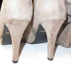 ★ 女性 バックスキン調 レディース ロングブーツ Lサイズ(23.5～24.5cm程度) ブラウン系グレージュ色の画像