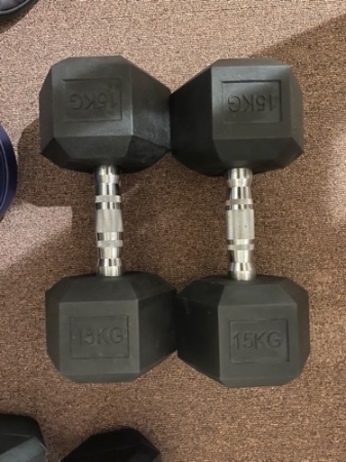 トップ ヘックスダンベル 15キロ×2 ラバー ヘックス ダンベル 15kg