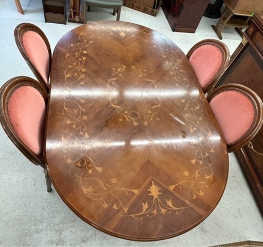 イタリア風　ダイニングテーブルSET イス4脚