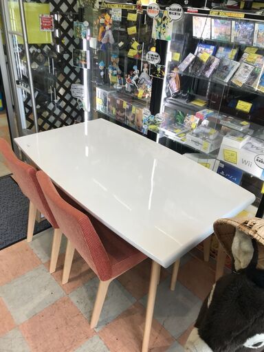 ニトリ　ダイニングテーブルセット ホワイト 幅136 ×奥行81 ×高さ 70.5cm※中古Bランク