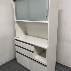 松田家具 キッチンボード 幅116.5 ソフトクローズ モイス スライドレール ハイグロス 中古家具 店頭引取歓迎 R7754