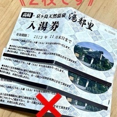 《２枚》湯都里 京ヶ島温泉 日帰り温泉 日帰り入浴券 群馬 高崎...