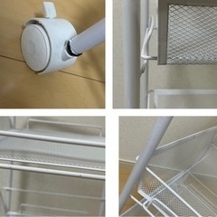 スリム　キッチンワゴン　4段　ホワイトの画像