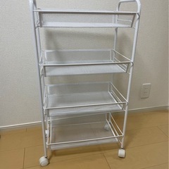 スリム　キッチンワゴン　4段　ホワイトの画像
