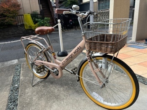 20インチ　子供用自転車　女の子　ベージュ