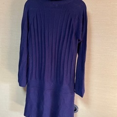 紫　タートルニットチュニックLTサイズと記載の画像