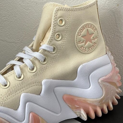 【日本未発売】 コンバース ランスターモーション ハイカット 厚底 スニーカー ピンク 24.0cm