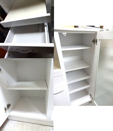 ミドルレンジボード 幅75×奥行42×高さ108cm エナメル調 ホワイト