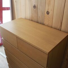 219)【美品】無印良品 MUJI オーク材 木製 チェスト 6段 7杯 ワイド ナチュラル シンプル ハイタイプ 収納家具 タンス 北欧スタイル