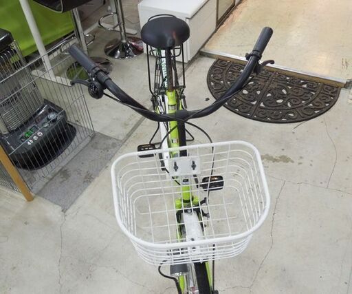 自転車 26インチ シティサイクル カゴ付き 荷台あり 鍵1個 ライトOK グリーン系 札幌市東区 新道東店
