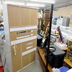 超美品❤️キッチンボード　レンジボード　キッチンスタンド　木製　食器棚 レンジボード 高さ180㎝ 幅90㎝ 奥行42㎝ 木目調 キッチンボード