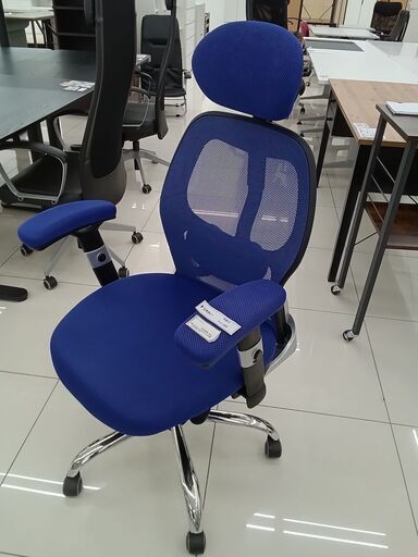 ★ジモティ割あり★ New Athlete Ⅲ オフィスチェア ブルー H114～128×D65×W58 クリーニング済み HJ1388