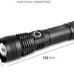 【新品】懐中電灯 充電式 LEDライト 超高輝度 合金製 5モード調光 18650付きの画像