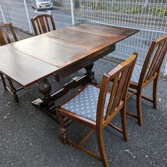 東京発　手渡し 中古アンティーク家具　ドローリーテーブル　椅子4客付き
