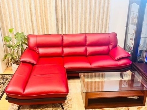 未使用近　ニトリ現行極上本革コーナーカウチソファー　定価17万円