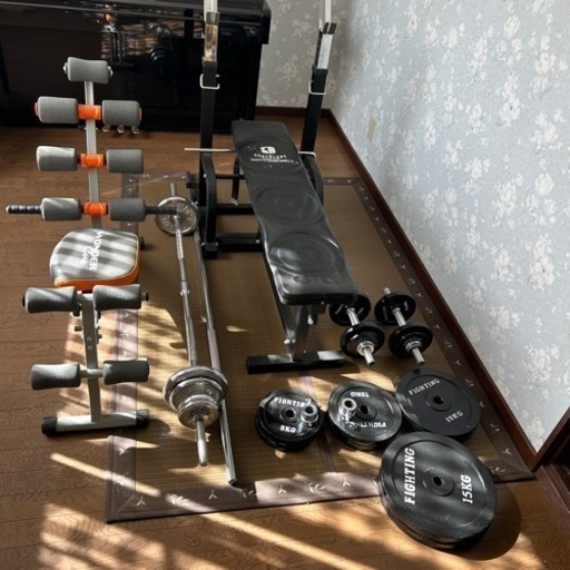 ファイティングベンチプレス100キロセット　アンディバーベル50キロ　ワンダーコア