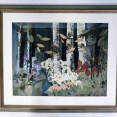 押し花アート　銘あり　押し花絵　額装　芸術　森　インテリア　飾り...